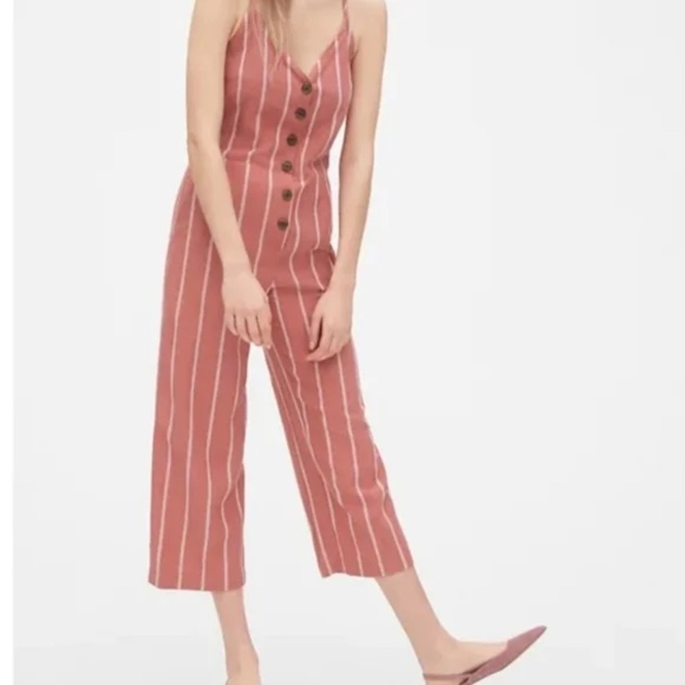 Gap Tie-Back Cami Striped Jumpsuit Red